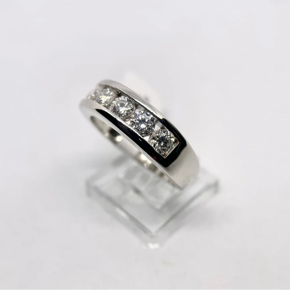 Mens Moissanite Ring Anniversary Wedding Band 925 GRA Certified Eternity Size 10